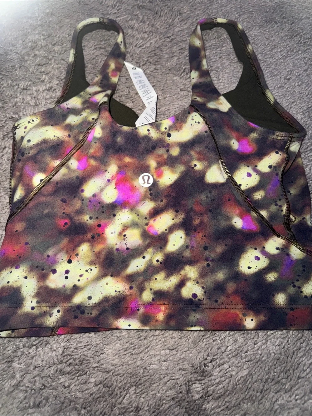 lululemon athletica Multicolor Abstract Print Racerback Bodysuit Top